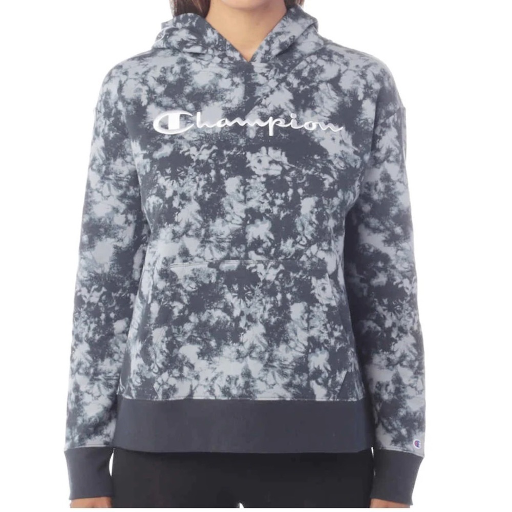 [M]Champion Black and Gray Tie-Dye Hoodie NWOT
